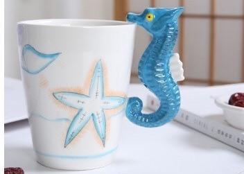 China Supermarket 450ml Hippocampus 3D Ceramic Mugs for sale