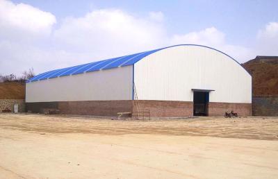 China Large Span Steel Arch Buildings Metal Arch Roof Truss Sheds For Steel Material Storage for sale