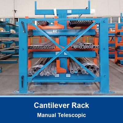 China Manuelles Teleskop-Kantilliver-Rack für lange Materialien Ein- oder Doppelseitig-Kantilliver-Rack Lagerlager-Rakker zu verkaufen
