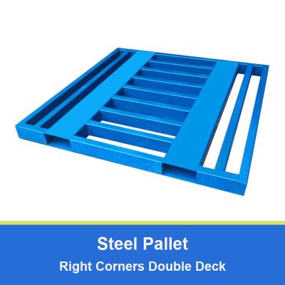 China Double Deck Steel Pallet For Warehouse Storage Right Corners Metal Pallet for sale