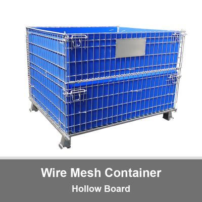 China Hollow Board Wire Mesh Container Foldable Storage Cage Wire Container for sale