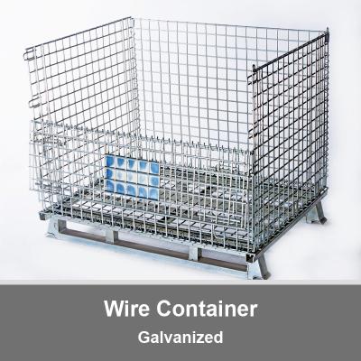 China Galvanized Wire Mesh Container Foldable Storage Cage Wire Container for sale
