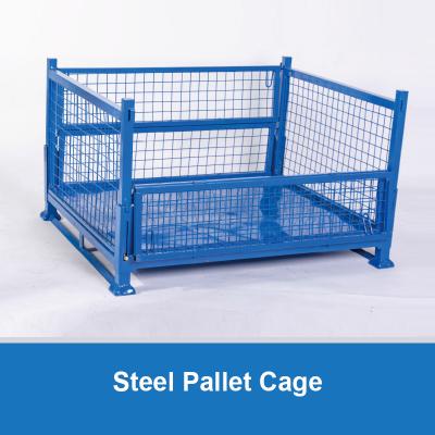 Chine Entreposage empilable et pliable en acier en treillis métallique Palette Cage contenant en treillis métallique en treillis métallique à vendre