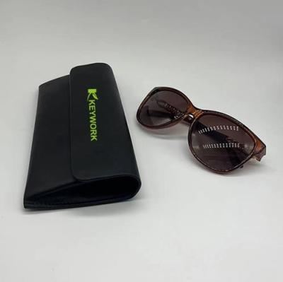 China Black Fashionable Vogue Customized Logo Soft Leather Spectacle  Velvet Pouch for sale