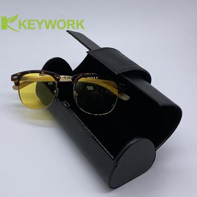 China Portable Black Thick PU Leather Metal Eyeglass Case Stylish Valuable Gifts Distinguished Bag for sale