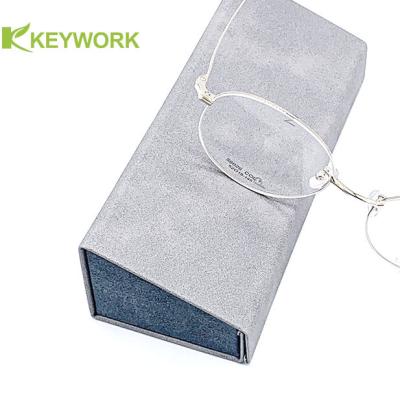 China Side-Trapezoid Tri Fold Metal Reading Optical Glasses Case Resit Compression Factory for sale