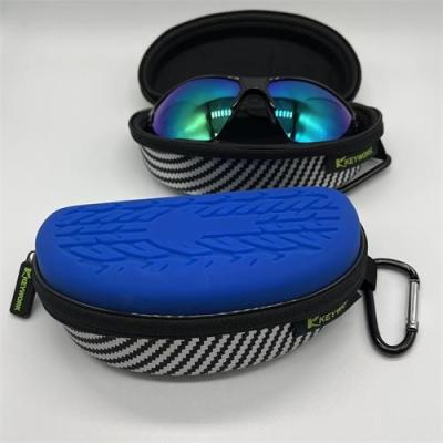 China Hard Carabiner Shockproof  EVA Zipper Rubber Handle Contrast color Sports glasses case for sale