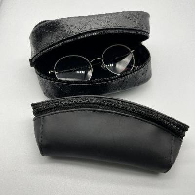 China Handhold Creative Black PU Cremallera Gafas Estuche de gafas de sol suave portátil en venta