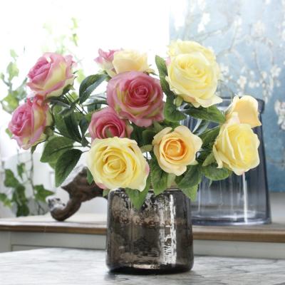 China Factory Direct Sale 7 Heads Big Flowers Fashional Pink Mothers Day Roses Artificial Flowers for sale