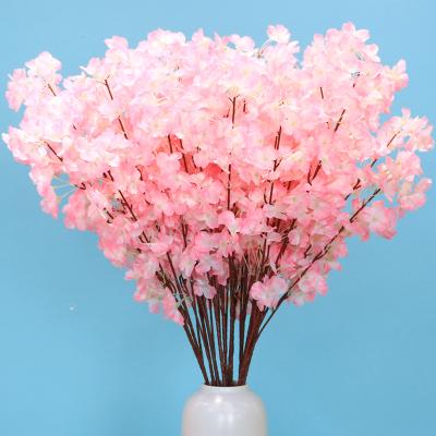 China Durable Cheap Cherry Blossoms 3 Forks Wedding Flower Cherry Blossoms Tree Decoration for sale