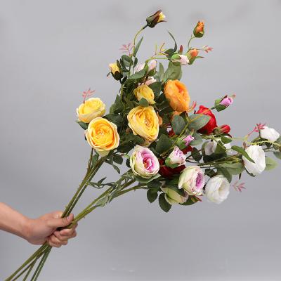 China Single Flower Stem Happy Rose Home Decor Durable High Quality Bunches Of Roses 6 Heads for sale
