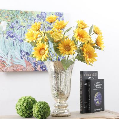 China Single wedding branch table flower / home decoration 5 head artificial flower sunflower sunflower for home decoration for sale