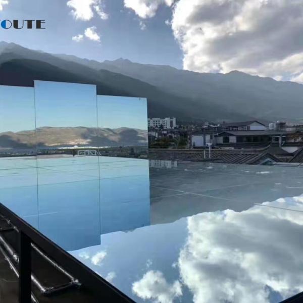 Quality 24x36 50x70 60 X 40 Curved Mirror Glass Sheet Blue Reflection Double Sided for sale
