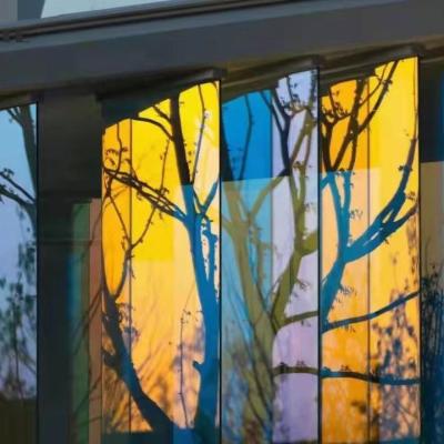 China Paneles de vidrio dicróico iridiscente texturizado de 3 a 12 mm recubiertos de colores en venta