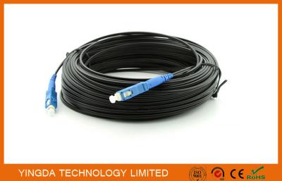 China Steel FTTH Fiber Optic Patch Cord Single Mode SC Connector Simplex 200M Black for sale