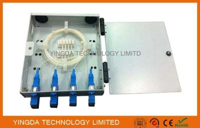 China FTTH Wall Mounted Fiber Optic Termination Box, 4 Fibers Fiber Splice Box SC Adaptor with Pigtails for sale