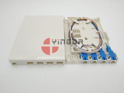 China Mini caja de empalme óptica sin cortar de 4 fibras, caja terminal de la fibra blanca del ABS para el divisor del tubo del acero 1 * 4 en venta