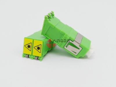 China Green LC/APC Duplex SM Fiber Optic Adapter With Shutter , No Flange for sale