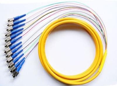 China Multi - fiber 12 Core Fiber Optic Pigtail 1Meter or 1.5 Meter , Fiber Jumper FC Ribbon Pigtail for sale