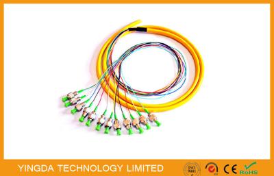 China Patch Panel APC / FC Fiber Optic Pigtail / Patch Cords 8 Cores 12 Cores Green Tight Buffer for sale