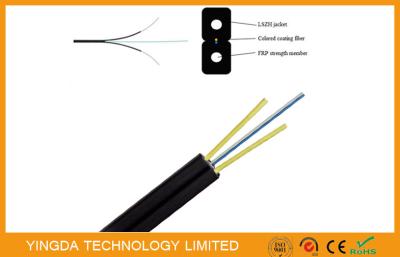 China FRP Glass Fiber Optic FTTH Drop Wire Cable G657A SM 2 Fibers GJXFH Black for sale