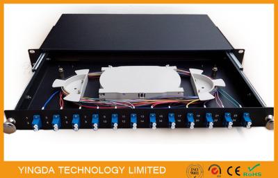 China 1U 19 pulgadas que resbalan el duplex del LC del puerto del panel de remiendo de la fibra óptica del soporte de estante 12 en venta