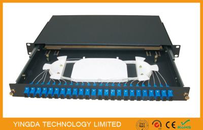 China 1U 48 Fibers 24 Port SC Duplex Black Box Fiber Optic Patch Panel Slding Drawer Type for sale