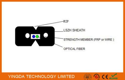 China Acero interior G657A2 LSZH del cable de distribución de la fibra óptica del cable de descenso de FTTH FRP en venta
