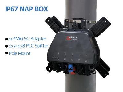 중국 폴 마운트 공기 균형 잡히지 않은 NAP 8 아웃 SC / APC CTO 1X8 1X2 분배기 광섬유 박스 작은 SC 판매용