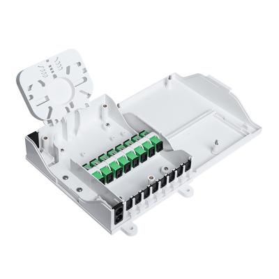 China NAP Indoor Fiber Optic Termination Box with 1x8 Splitter White FTTH SC/UPC Connectors for sale