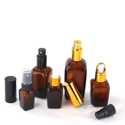 China Custom Personal Care Logo Screen Printed Square Amber Glass Dropper Bottles Estee Lauder Six Generations Same Style Packaging Container for sale