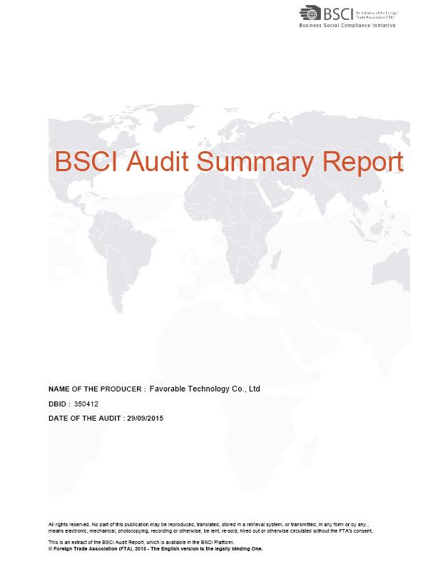 BSCI Audit Summary Report - PLUSONE SPORTS TECHNOLOGY CO., LTD.