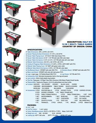 中国 14大型1つの多ゲーム テーブルのフットボールのテーブルのビリヤードの子供の空気ホッケーのテーブルに付き 販売のため