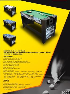 China Swivel 5 In 1 Multi Games Table , Color Graphics Design Billiards Game Table for sale