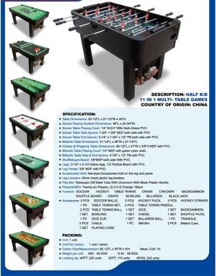 China Durable 11 In 1 Game Table , 5 Feet Multi Games Table With Accessories Holder for sale