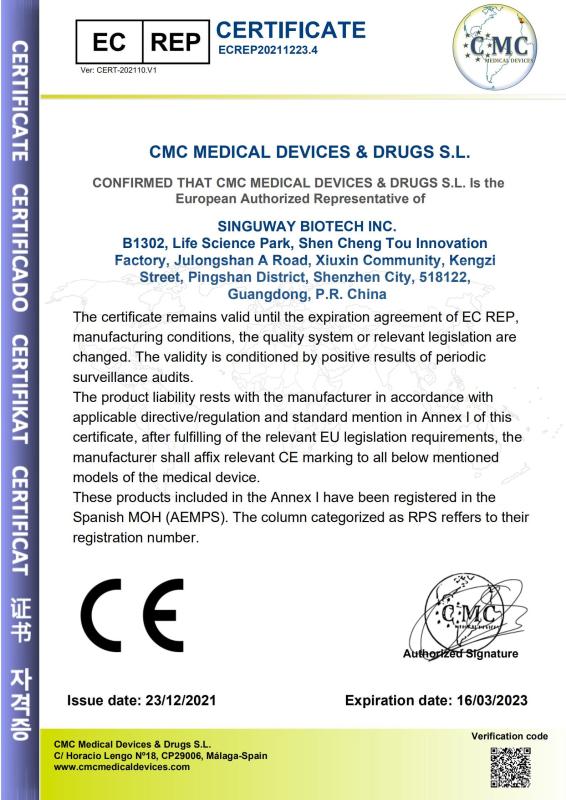 CE - Singuway Biotech Inc