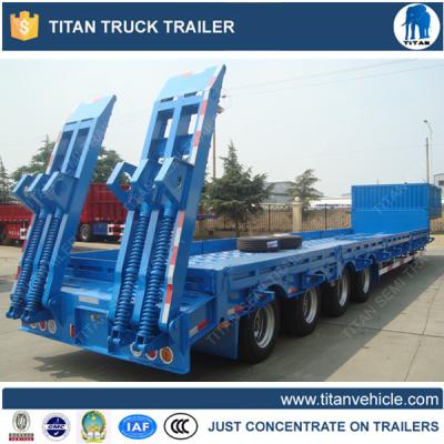 China 100 Ton 4 Axles lowboy semi trailers with sidewall for Maurituis for sale