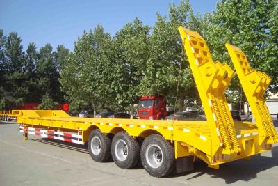 China TITAN 80 T low bed trailer / lowbed trailer for heavy duty machine transportation for sale