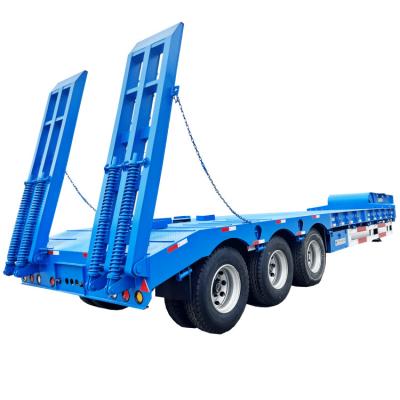 China 3 Axle 60/80 Tons Excavator Equipment  Lowbed Semi Trailer With Ladder for Sale in Zimbabwe zu verkaufen