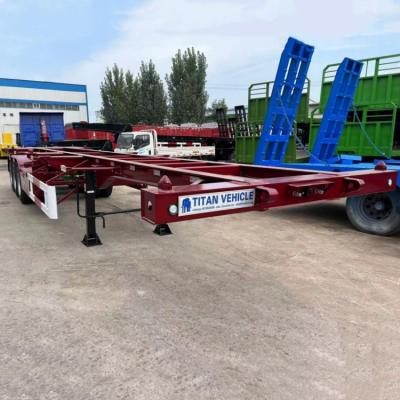China TITAN Tri Axle 40/60/80T Shipping Container Chassis Transport Skeletal Trailer for Sale à venda