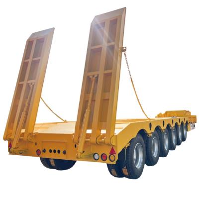 中国 TITAN 6 axle Heavy Load Transport Excavator Equipment 100/120 Tons Lowbed Semi Tailer 販売のため