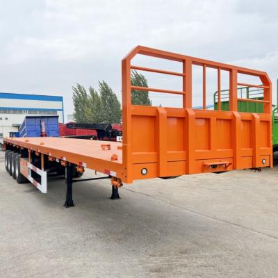 China TITAN40/45/48/52ft Tri Axle flatbed Semi Trailer with Front Wall for Sale in Zambia en venta