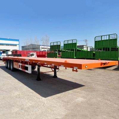 Chine 40/45/48/53 Ft Shipping Container Flatbed Semi Trailer | Tri axle Trailer for Sale in Mauritius à vendre