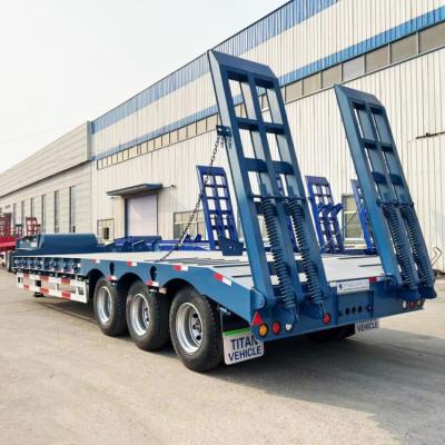 中国 TITAN 60-100 ton Heavy Haul Equipment Excavator Lowbed Semi Trailer 2/3/4 Axle for Sale 販売のため
