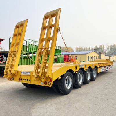 中国 2023 TITAN Best Selling 4 Axle 80-100 Ton Excavator Lowbed Semi Heavy Haul Trailer for Sale Manufacturers 販売のため