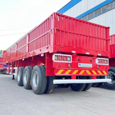 中国 Tri Axle Flatbed Trailer with Side Wall for Loading 40 Ton Bulk Cargo for Sale in Mauritius 販売のため