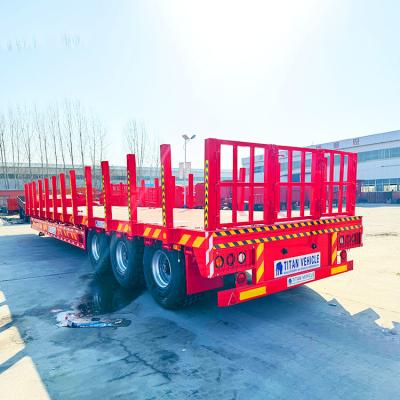 China TITAN 3 Axle Lowbed Trailer Wood Transport Trailer Truck Log Timber Semi Trailer for Sale zu verkaufen
