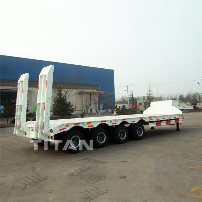 中国 TITAN 80 tonne 4 essieu semi-remorque à lit bas pour transporter des équipement de construction à vendre 販売のため