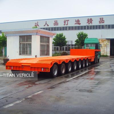 中国 Excavateur semi-remorque 7 axles 150 tonnes semi-remorque plateau semi-remorque extra surbaissée à vendre 販売のため