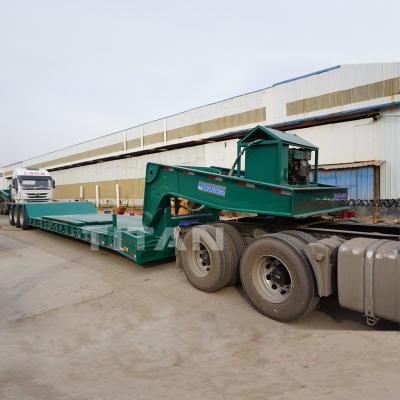 China TITAN 3 axle 60 tons low bed trailer for excavator detachable gooseneck lowboy trailer price for sale zu verkaufen